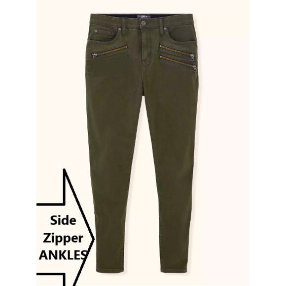 Torrid Jeans 16W Olive Green Crop Ankle Skinny Zip Moto Stretch Denim Twill 1X - Picture 1 of 7
